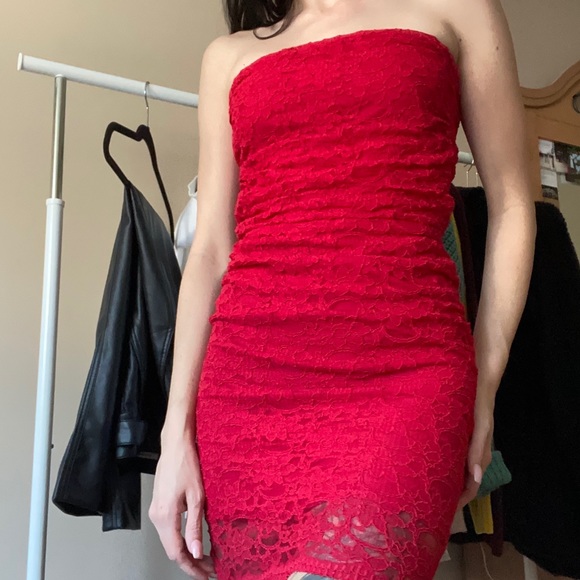 Red Lace Dress - Picture 2 of 7